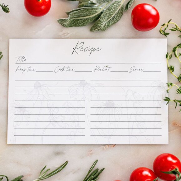 Set of 50 Floral 4x6 Recipe cards - Picture 2 of 9